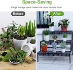 3 Tiers Metal Plant Stand,Rectangular Ladder Flower Pots Outdoor, Indoor Plant Display Rack, Heavy Duty Utility Storage Organizer for Home Garden Patio Balcony, Stair Style
