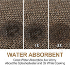 Kitchen Mat 1 PCS, Cushioned Non Slip Rugs for Kitchen Floor, Absorbent Runner Comfort Standing Mats Washable for Kitchen, Office, Home (Brown, 17.3"x95")