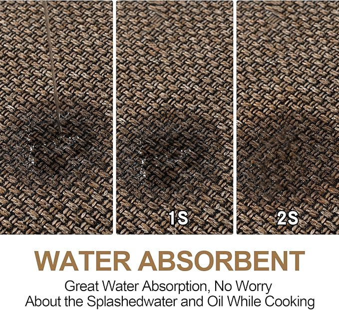 Kitchen Mat Set of 2 PCS, Cushioned Non Slip Rugs for Kitchen Floor, Absorbent Runner Comfort Standing Mats Washable for Kitchen, Office, Home,(Brown, 17.3"x47"+17.3"x71")