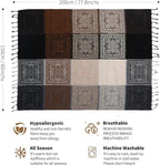 Boho Throw Blanket, Chenille Jacquard Tassels Throw Blankets for Bed Couch Soft Chair， Bohemian Fringe Tassels (Black, S:60x75)
