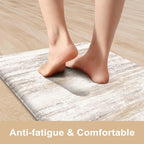 KIMODE Kitchen Mats Cushioned Anti Fatigue, Abstract Farmhouse Kitchen Rugs Sets of 2, Non Slip Kitchen Mats for Floor, Padded Kitchen Floor Mat for Sink Laundry Office Light Brown Multi
