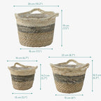Navaris Seagrass Hanging Plant Pot Set - Decorative Indoor House Plant & Flower Pots with Jute Rope - Woven Basket Design for Home Storage - Small, Medium and Large Planters