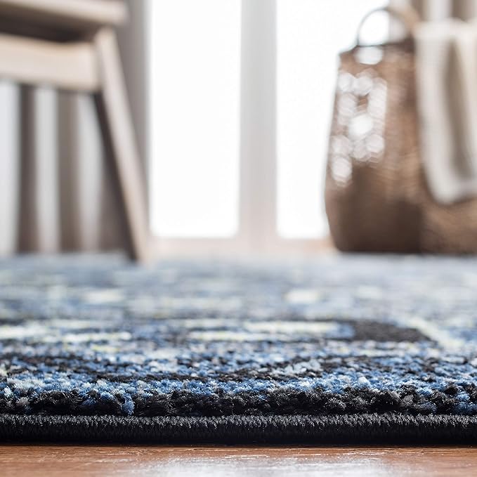 SAFAVIEH Vintage Hamadan Collection Runner Rug - 2'3" x 18', Blue & Grey, Traditional Persian Design, Non-Shedding & Easy to Clean, Ideal for Hallway, Foyer, Entryway, Bedroom (VTH211N)