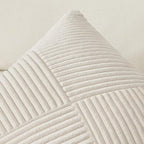 Topfinel 12x12 Inch Decorative Pillow Covers Set of 2 for Couch Sofa Bed, Soft Corduroy Striped Patchwork Cream White Throw Pillow Covers Windmill Textured Square Cushion Cases Cute Modern Home Decor
