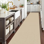 EARTHALL Extra Long Runner Rug 3x14 Ft Washable Runners for Hallways Cotton Non Slip Entryway Runner Braided Kitchen Runner Indoor Outdoor Carpet Runners for Stair, Hall, Foyers, Golden Beige/White