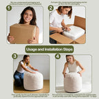 Sqodok Round Stuffed Pouf Ottoman for Foot Stools, 20"x 15" Corduroy Poufs Ottoman with Shredded Foam Filling, Washable Floor Poufs Foot Rest for Living Room Bedroom Home Decor and Office Chair
