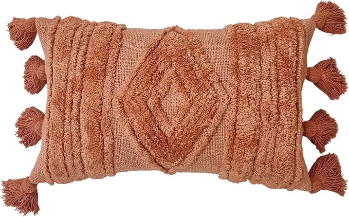 Boho Neutral Textured Throw Pillow Cover Tufted Decorative Pillowcase Nursery Cushion Cover cojin decorativo (Sanda Orange)