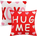2 Pcs Tufted Valentine's Day Pillow Covers 18'' Red White Heart Throw Pillow Cases 3D Soft Plush Faux Fur Wool Couch Cushion Case for Chair Sofa Bedroom Living Room Home Decor