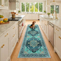 Area Rugs 2'6''x8' Runner Rug Non Slip Washable for Kitchen Hallway Bedroom Beside Laundry Room Bathroom Rug, Floor Carpet, Teal Green Lake Blue Turquoise
