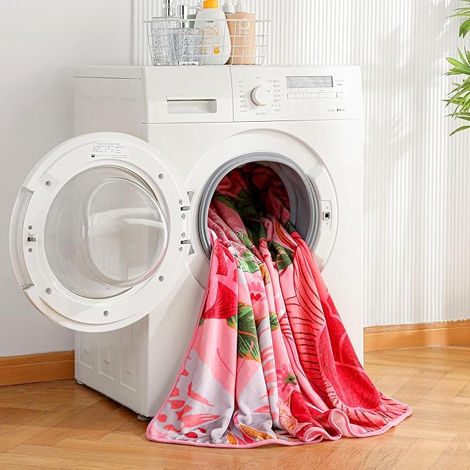 Pink Boho Floral Valentine Flannel Fleece Throw Blanket – Soft, Warm & Lightweight Fuzzy Blanket for Couch, Bed, or Sofa Decor, Cute Botanical Design for Women & Girls, 50''x60''
