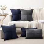 MIULEE Grey Decorative Throw Pillow Covers 20x20 Inch for Couch Bed Sofa Pack of 2 Boho Farmhouse Throw Pillows Soft Cross Corduroy Patchwork Textured Cushion Cases