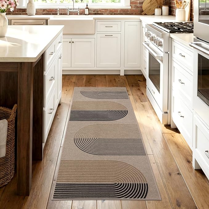 GarveeHome Modern Rainbow Easy Jute Runner Rug, 2x8 Rug for Hallways - Non-Slip Indoor Outdoor Carpet, Washable for High Traffic Laundry Room, Kitchen, Entryway