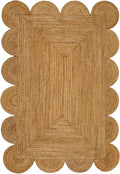 MDS 1 PC Handwoven Braided Jute Area Rug 2ft x 3ft Rectangle Scalloped Edge, 100% Natural Jute Rustic Farmhouse Reversible Accent Rug for Bedroom Living Room Hallway Entryway Office Kitchen (2' x 3')