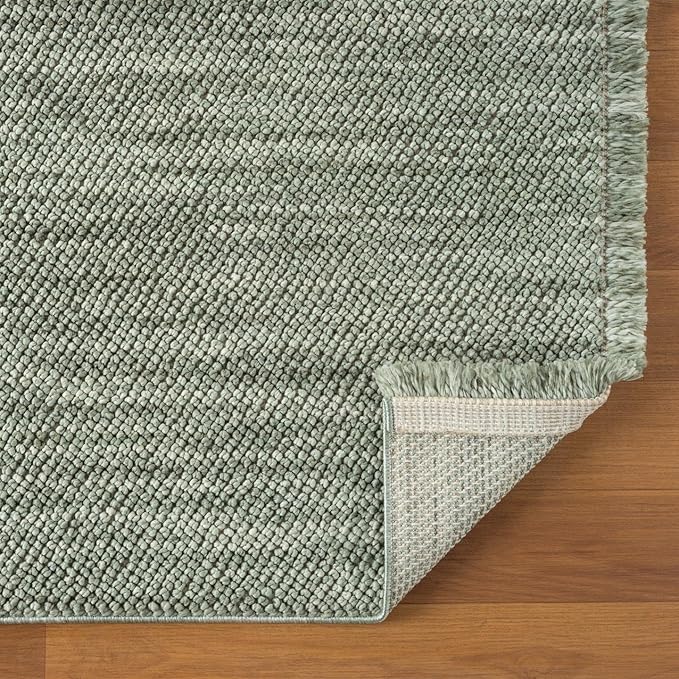 LUXE WEAVERS Solid Machine Woven Green 2x3 Area Rug, Indoor Stain-Resistant Carpet