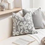 BlissBlush 20x20 Throw Pillow Cover, Square Light Gray Decorative Cushion Cover for Couch Sofa, Embroidered Velvet Farmhouse Accent Pillowcase (Cover Only)