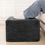 Fluffy Square Ottoman Pouf with All-in-One Foam Filling 20 x 14 Inches Furry Ottoman Foot Rest Foot Stool for Living Room or Bedroom (Gray)