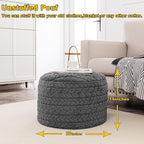 Asuprui 20x14 Inch Unstuffed Ottoman Pouf Cover – Lightweight Foot Rest, Floor Bean Bag Chair, Storage Pouf for Living Room, Bedroom & Balcony (Filler Not Included) (Gray)