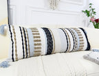 Chenille and Cotton Long Pillow for Bed,Striped Textured Boho Long Lumbar Throw Pillow Cover 16x36,Neutral Accent Decorative Extra Long Body Pillow Case for Couch Sofa Bedroom,Khaki