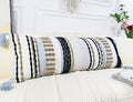 Chenille and Cotton Long Pillow for Bed, Striped Textured Boho Lumbar Throw Pillow Cover 14x36, Neutral Accent Decorative Extra Long Body Pillow Case for Couch, Sofa, Bedroom, Khaki