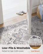 AMADA HOMEFURNISHING 6x9 Area Rugs, Blue Low-Profile Washable Rug with Non-Slip Backing & Durable Edge Binding, Vintage Rugs for Living Room, Bedroom, Dinning Room