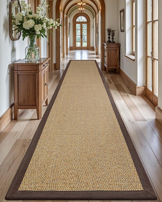 LUMI 3x12 Jute Runner Rug Non Slip for Hallway, Natural Rustic Carpet No Shedding, Farmhouse Braided Area Mat Indoor High Traffic for Living Room, Entryway, Kitchen, Laundry