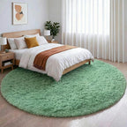 Amdrebio Sage Green Round Rug 4Ft for Bedroom Aesthetic, Fluffy Furry Circle Rugs for Nursery, Classroom, Teen Boys, Baby Kids Room Decor, Cute Shaggy Area Rug for Dorm, Fuzzy Plush Light Mint Carpet