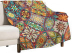 Boho Floral Throw Blanket Colorful Mandala Bohemian Indian Hippie Vintage Blanket for Sofa Bed Couch Chair or Dorm 30"x40"