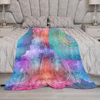 Mandala Throw Blanket Colorful Floral Flowers Bohemian Boho Blanket for Sofa Bed Couch Chair Or Dorm 70"x80"