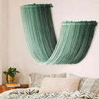Jakalin Macrame Wall Hanging Green Yarn Wall Art Boho Decor Textile Tassel Cord Bohemian Home Decor for Home Living Room Bedroom