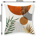 Boho Pillow Covers 20x20 Set of 2 Green Gold Orange Throw Pillows Tropical Leaves Sunset Modern Mid Century Decorative Pillowcase Outdoor Bohemian Linen Cushion Case for Couch Sofa Bed Decor