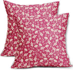 Hot Pink Pillow Covers 20x20 Set of 2 Vintage Floral Rustic Old Style Cute Flower Print Decorative Outdoor Pillowcases Seasonal Farmhouse Throw Cushion Case Decor for Couch Sofa Bed