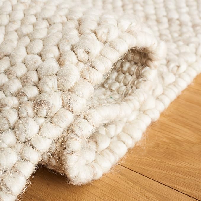 SAFAVIEH Area Rug 12x18 - Natura Collection - Large - Beige & Ivory, Handmade Wool Blend, Textured Design, Ideal for Living Room, Bedroom, Dining Space (NAT425B)