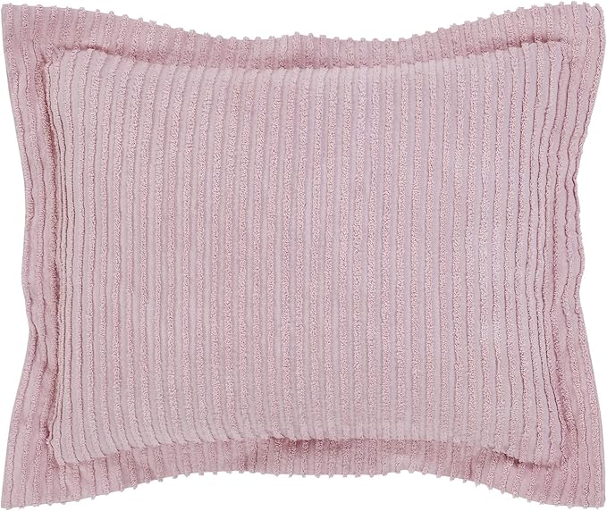 Better Trends Jullian Collection is Super Soft and Light Weight in Bold Stripes Design 100% Cotton Tufted Unique Luxurious Machine Washable Tumble Dry, Standard Sham, Pink