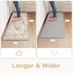 KIMODE Kitchen Mats Cushioned Anti Fatigue, 20"x39" Farmhouse Kitchen Rug, Non Slip Kitchen Mats for Floor, Padded Kitchen Floor Mats, Standing Desk Mat for Sink, Laundry, Desk Khaki