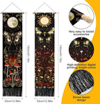 AOHMPT Pack of 2 Long Vertical Tapestry,Nature Landscape Tapestry with Serene Mountain River, Moon & Sun Motifs,Traditional Ink Painting Wall Art , Zen Aesthetic Wall Hanging for Living Room Bedroom Decor 13" W x 51" H"