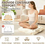 Floor Cushions, Corduroy Floor Pillow, Floors Pillows for Adults & Pets, Large Floors Pouf, Square Floored Pillows for Sitting & Yoga(1PC, Beige White，22"×22"×5.9")