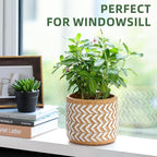 Concrete Rattan-Style Plant Basket Planter, 5" Outdoor Indoor Plant Pots with Drainage Hole, Boho Flower Pot for Succulents, Herbs, Modern Farmhouse Decor, Ideal Gift for Plant Lovers