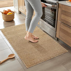 Softlife Faux Jute Washable Area Rug for Front Door Entryway, 3x5 Indoor Non Slip Small Mat for Kictchen Entry Bathroom, Small Solid Boho Natural Rugs for Inside Entrance Hallway, Brown