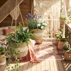 6 Pcs Seagrass Hanging Planter Basket Hand Woven Plant Basket with Plastic Liners Hanging Plant Holder Storage Containers with Cotton Rope for Indoor Outdoor Garden Home Decor(Beige)