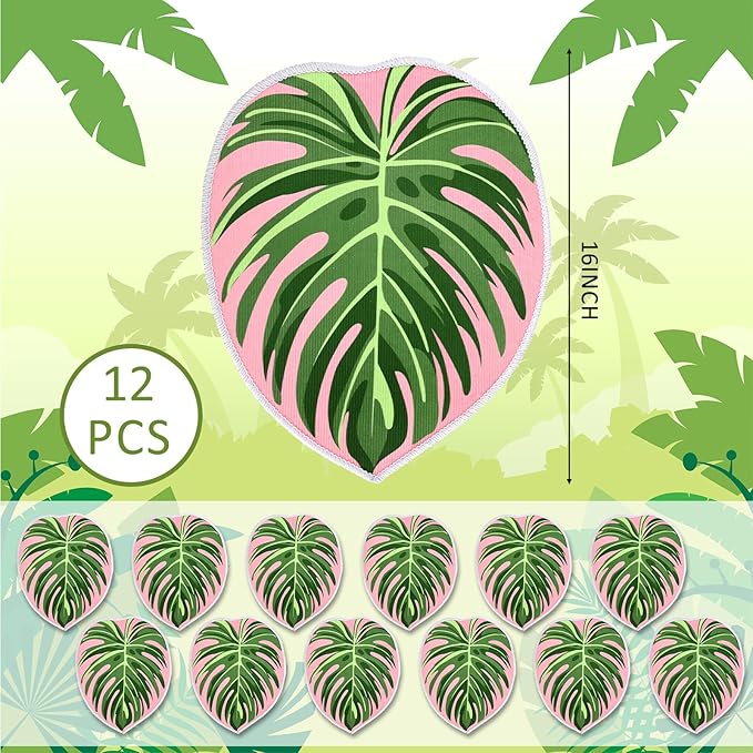 Tinideya 12 Pcs Kids Carpet Circle Seats for Class 16 Inch Round Classroom Rug Floor Cushions Soft First Day of School Educational Mat Non Slip Back to School Learning Playing Areas (Tropical Leaves)