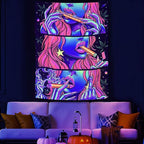 Wegklazax Fantasy Tapestry Blacklight Tapestry for Bedroom Cool Tapestries Wall Hanging for Bedroom and Living Room Pink 70×90 Inches