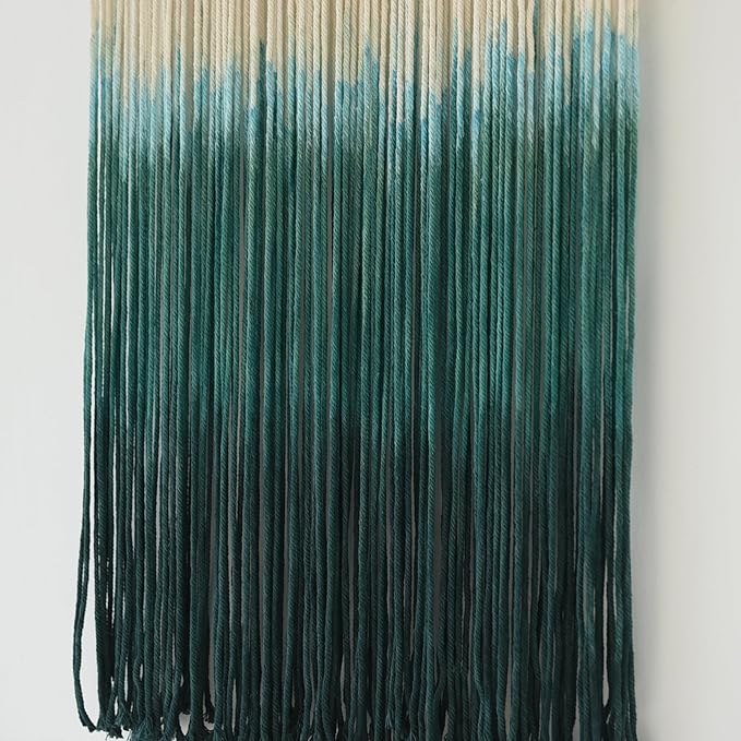 Macrame Wall Hanging Green Boho Handmade Ombre Wall Art Decor for Living Room Bedroom Fiber Art 15''W*39''L