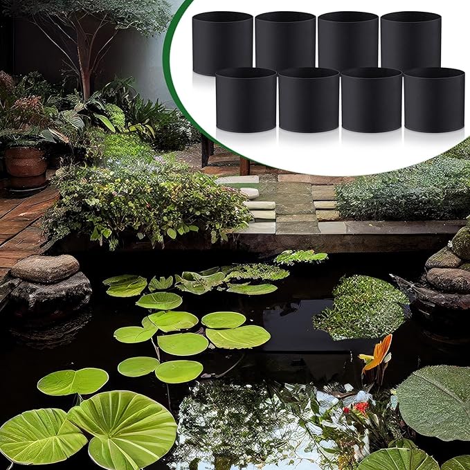 Norme 8 Pcs Aquatic Plant Pots for Pond, Pond Plant Baskets Heavy Duty Fabric Pots for Garden, Aquatic Plants, Bog Plants, Water Lily, Lotus, Flower(8 x 6 Inch)