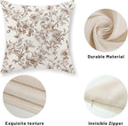 Brown Pillow Covers 20x20 Set of 2 Brown and Cream Floral Chinoiserie Throw Pillows Vintage Rustic Toile Flower Decorative Pillow Cases Outdoor Chinoiserie Decor Cushion Case for Couch Sofa