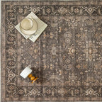 9x12 Washable Area Rug for Living Room Bedroom Vintage Brown Non Slip Carpet Traditional Retro Soft Low Pile Large Throw Rug for Dining Room Kitchen Office Indoor