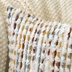 Aeckself Boho Chenille Tufted Pillow Cover 12 x 20 Inch, Rectangle Decorative Lumbar Throw Pillow Cover Neutral Pillowcase for Couch Bedroom Living Room, Orange White