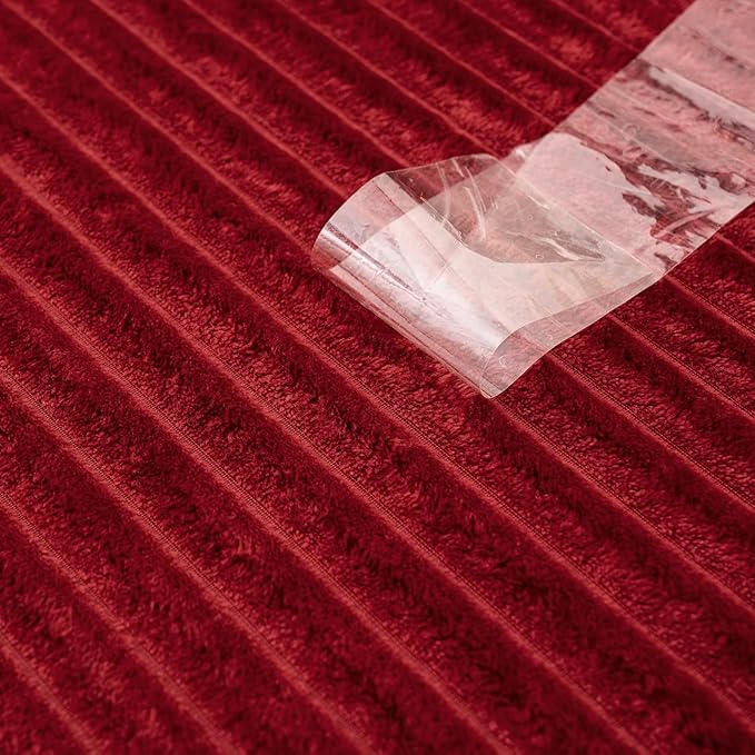 MIULEE Fleece Throw Blanket for Couch 300GSM Super Soft Lightweight Plush Striped, Burgundy Red Warm Cozy Breathable Ribbed Blanket for Bed/Sofa, Twin Size 60"x80"