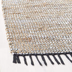 SAFAVIEH Vintage Leather Collection Runner Rug - 2'3" x 9', Silver, Handmade Boho Fringe Leather & Jute, Ideal for High Traffic Areas in Living Room, Bedroom (VTL203G)