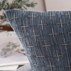 MIULEE Pack of 2 Decorative Burlap Linen Euro Sham Throw Pillow Covers for Sofa Couch Bed 24x24 Inch Modern Farmhouse Vintage Pillowcases Rustic Woven Textured Cushion Cover Blue