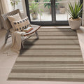 Lahome Elance Striped Easy Jute Porch Rug, 3x5 Washable Rugs for Entryway Living Room, Farmhouse Nature Non Slip Non Shedding Indoor Outdoor Carpet for Entry Classroom Patio, Khaki